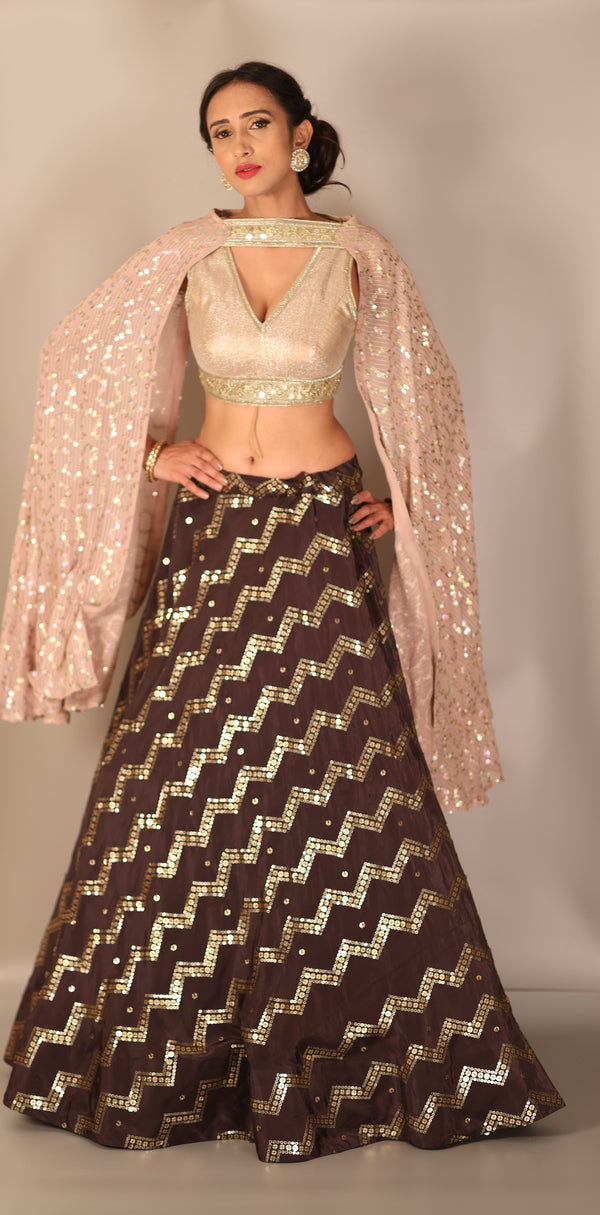 Brown Lashkara Lehenga Set