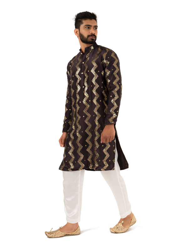 Brown upada silk kurta set