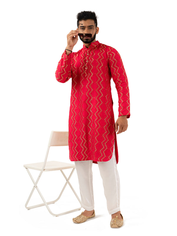 onion pink upada silk kurta set