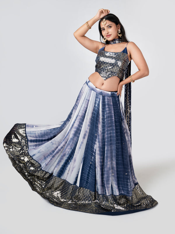 Sequin Shibori Lehenga