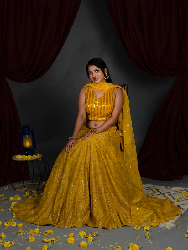 Yellow Glow Silk Lehenga Set